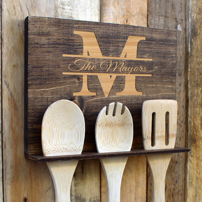 Etchey 4 Piece Walnut Wood Spoon Rest Set Wayfair